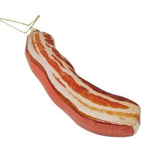 6.5" Juicy Slice of Bacon Glass Ornament, Christmas Decor Gift